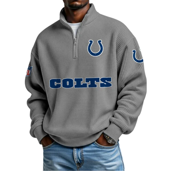 Indianapolis Colts Waffle Knit Quarter-Zip Long Sleeve Shirt
