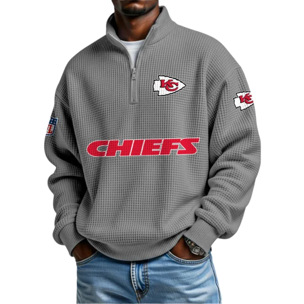 Kansas City Chiefs Waffle Knit Quarter-Zip Long Sleeve Shirt
