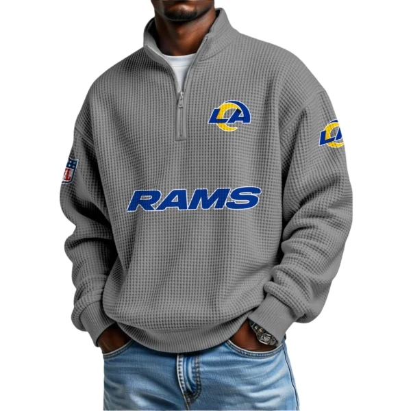 Los Angeles Rams Waffle Knit Quarter-Zip Long Sleeve Shirt