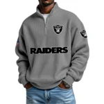 Las Vegas Raiders Waffle Knit Quarter-Zip Long Sleeve Shirt