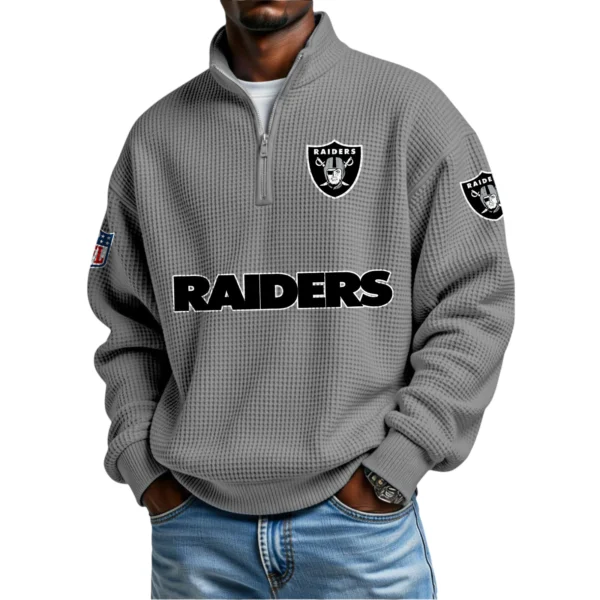 Las Vegas Raiders Waffle Knit Quarter-Zip Long Sleeve Shirt