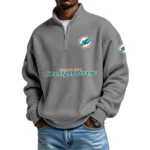 Miami Dolphins Waffle Knit Quarter-Zip Long Sleeve Shirt