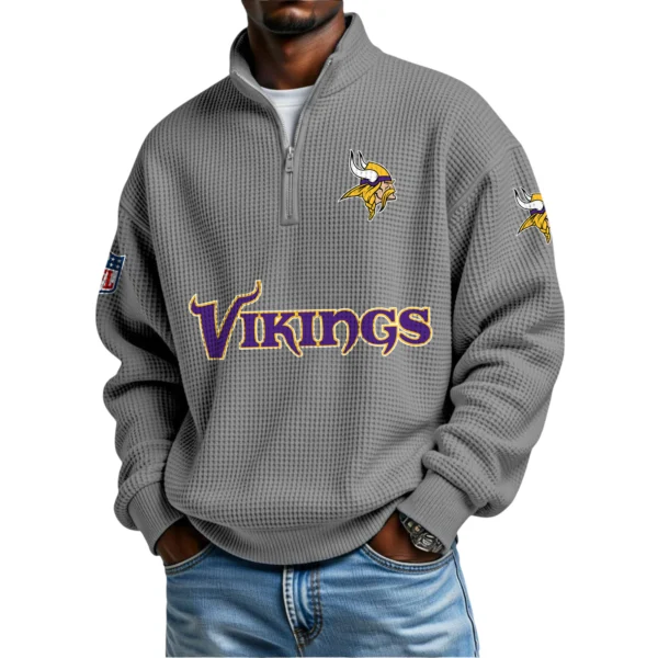 Minnesota Vikings Waffle Knit Quarter-Zip Long Sleeve Shirt