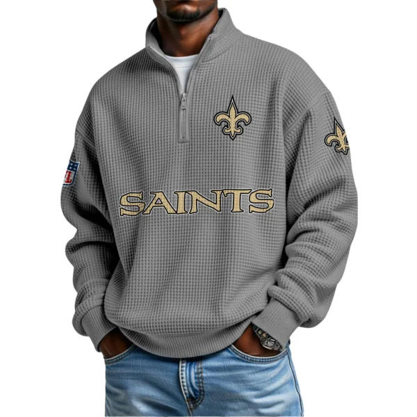 New Orleans Saints Waffle Knit Quarter-Zip Long Sleeve Shirt