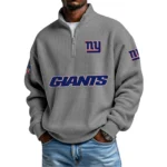 New York Giants Waffle Knit Quarter-Zip Long Sleeve Shirt