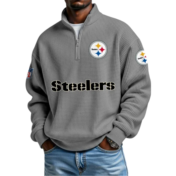 Pittsburgh Steelers Waffle Knit Quarter-Zip Long Sleeve Shirt