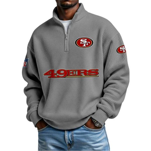 San Francisco 49ers Waffle Knit Quarter-Zip Long Sleeve Shirt