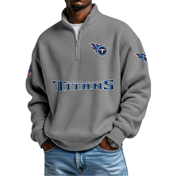 Tennessee Titans Waffle Knit Quarter-Zip Long Sleeve Shirt