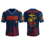 New York Giants x US USMC 250th Birthday V-Neck Short Sleeve Jersey 3D Limited 2026 Custom Name
