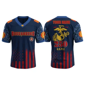 Tampa Bay Buccaneers x US USMC 250th Birthday V-Neck Short Sleeve Jersey 3D Limited 2026 Custom Name