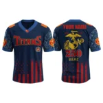 Tennessee Titans x US USMC 250th Birthday V-Neck Short Sleeve Jersey 3D Limited 2026 Custom Name