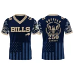 Buffalo Bills US Navy 250th Birthday V-Neck Short Sleeve Jersey 3D Limited 2026 Custom Name