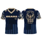 Chicago Bears US Navy 250th Birthday V-Neck Short Sleeve Jersey 3D Limited 2026 Custom Name