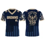 Cleveland Browns US Navy 250th Birthday V-Neck Short Sleeve Jersey 3D Limited 2026 Custom Name