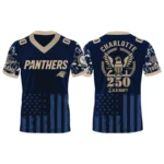 Carolina Panthers US Navy 250th Birthday V-Neck Short Sleeve Jersey 3D Limited 2026 Custom Name
