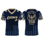 Detroit Lions US Navy 250th Birthday V-Neck Short Sleeve Jersey 3D Limited 2026 Custom Name