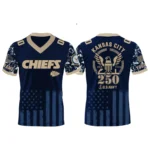 Kansas City Chiefs US Navy 250th Birthday V-Neck Short Sleeve Jersey 3D Limited 2026 Custom Name