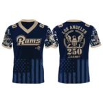 Los Angeles Rams US Navy 250th Birthday V-Neck Short Sleeve Jersey 3D Limited 2026 Custom Name