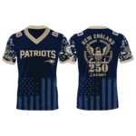 New England Patriots US Navy 250th Birthday V-Neck Short Sleeve Jersey 3D Limited 2026 Custom Name