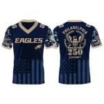 Philadelphia Eagles US Navy 250th Birthday V-Neck Short Sleeve Jersey 3D Limited 2026 Custom Name
