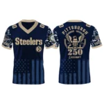 Pittsburgh Steelers US Navy 250th Birthday V-Neck Short Sleeve Jersey 3D Limited 2026 Custom Name