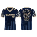 San Francisco 49ers US Navy 250th Birthday V-Neck Short Sleeve Jersey 3D Limited 2026 Custom Name