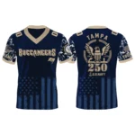 Tampa Bay Buccaneers US Navy 250th Birthday V-Neck Short Sleeve Jersey 3D Limited 2026 Custom Name