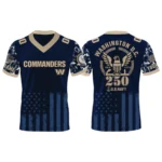 Washington Commanders US Navy 250th Birthday V-Neck Short Sleeve Jersey 3D Limited 2026 Custom Name