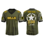 Buffalo Bills x US Army 250th Birthday V-Neck Short Sleeve Jersey 3D Limited 2026 Custom Name & Number