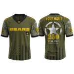 Chicago Bears x US Army 250th Birthday V-Neck Short Sleeve Jersey 3D Limited 2026 Custom Name