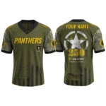 Carolina Panthers x US Army 250th Birthday V-Neck Short Sleeve Jersey 3D Limited 2026 Custom Name