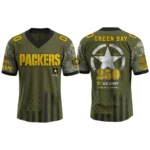 Green Bay Packers x US Army 250th Birthday V-Neck Short Sleeve Jersey 3D Limited 2026 Custom Name & Number