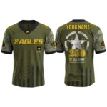 Philadelphia Eagles x US Army 250th Birthday V-Neck Short Sleeve Jersey 3D Limited 2026 Custom Name