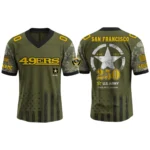 San Francisco 49ers x US Army 250th Birthday V-Neck Short Sleeve Jersey 3D Limited 2026 Custom Name & Number
