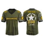 Tampa Bay Buccaneers x US Army 250th Birthday V-Neck Short Sleeve Jersey 3D Limited 2026 Custom Name & Number