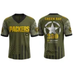 Green Bay Packers x US Army 250th Birthday V-Neck Short Sleeve Jersey 3D Limited 2026 Custom Name