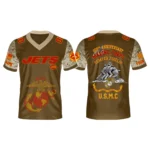 New York Jets x USMC 250th Birthday Celebration V-Neck Short Sleeve Jersey 3D Limited 2026 Custom Name & Number