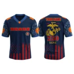 Chicago Bears x US USMC 250th Birthday V-Neck Short Sleeve Jersey 3D Limited 2026 Custom Name