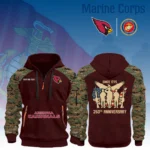 Arizona Cardinals x Marine Corps 250th Anniversary 3D Half Zip Hoodie Custom Text