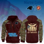 Carolina Panthers x Marine Corps 250th Anniversary 3D Half Zip Hoodie Custom Text