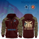 Dallas Cowboys x Marine Corps 250th Anniversary 3D Half Zip Hoodie Custom Text