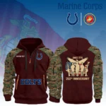 Indianapolis Colts x Marine Corps 250th Anniversary 3D Half Zip Hoodie Custom Text