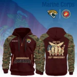 Jacksonville Jaguars x Marine Corps 250th Anniversary 3D Half Zip Hoodie Custom Text