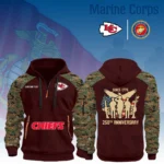 Kansas City Chiefs x Marine Corps 250th Anniversary 3D Half Zip Hoodie Custom Text