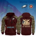 Philadelphia Eagles x Marine Corps 250th Anniversary 3D Half Zip Hoodie Custom Text