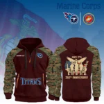 Tennessee Titans x Marine Corps 250th Anniversary 3D Half Zip Hoodie Custom Text