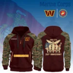 Washington Commanders x Marine Corps 250th Anniversary 3D Half Zip Hoodie Custom Text