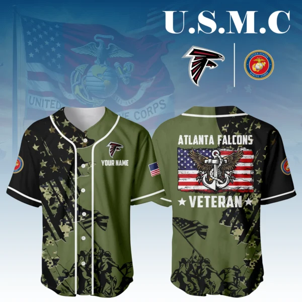 Atlanta Falcons x USMC Veteran 3D Baseball Jersey Limited 2026 Custom Your Name