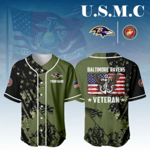 Baltimore Ravens x USMC Veteran 3D Baseball Jersey Limited 2026 Custom Your Name