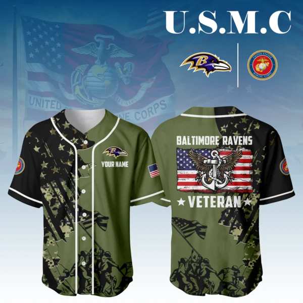 Baltimore Ravens x USMC Veteran 3D Baseball Jersey Limited 2026 Custom Your Name